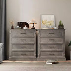 Commode haute à 4 tiroirs style rustique, commode en bois rustique avec poignées en métal, armoire de rangement pour chambre, salon, couloir