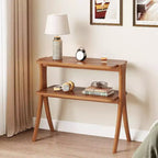 Lantine 2-Tier Narrow Side Table, End Table with Storage Shelf and Solid Wood Legs, for Bedroom, Small Spaces, Entryway