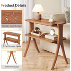 Lantine 2-Tier Narrow Side Table, End Table with Storage Shelf and Solid Wood Legs, for Bedroom, Small Spaces, Entryway