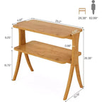 Lantine 2-Tier Narrow Side Table, End Table with Storage Shelf and Solid Wood Legs, for Bedroom, Small Spaces, Entryway