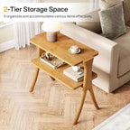 Lantine 2-Tier Narrow Side Table, End Table with Storage Shelf and Solid Wood Legs, for Bedroom, Small Spaces, Entryway