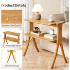 Lantine 2-Tier Narrow Side Table, End Table with Storage Shelf and Solid Wood Legs, for Bedroom, Small Spaces, Entryway