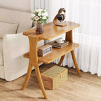 Lantine 2-Tier Narrow Side Table, End Table with Storage Shelf and Solid Wood Legs, for Bedroom, Small Spaces, Entryway