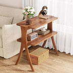 Lantine 2-Tier Narrow Side Table, End Table with Storage Shelf and Solid Wood Legs, for Bedroom, Small Spaces, Entryway