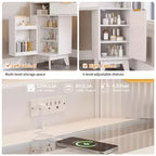 COZONY Coiffeuse d'angle 48 avec miroir triple HD éclairé, plateau en verre, station de charge