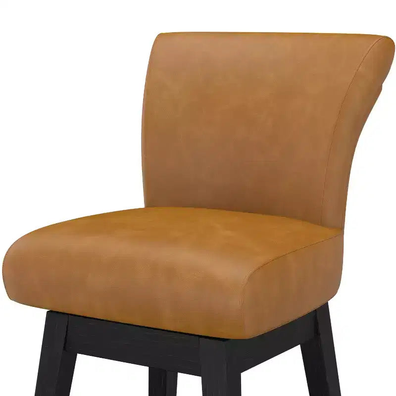 Dyonery Solid Wood Swivel Counter Upholstered Bar Stool 26.8 Height Set of 2 Barstools with Back & Arms for Kitchen Island,Home Bar