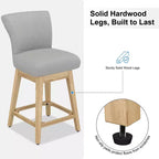 Dyonery Solid Wood Swivel Counter Upholstered Bar Stool 26.8 Height Set of 2 Barstools with Back & Arms for Kitchen Island,Home Bar