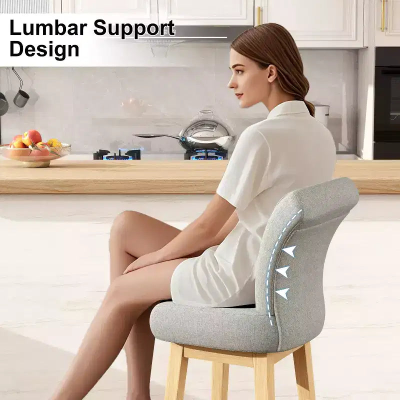 Dyonery Solid Wood Swivel Counter Upholstered Bar Stool 26.8 Height Set of 2 Barstools with Back & Arms for Kitchen Island,Home Bar