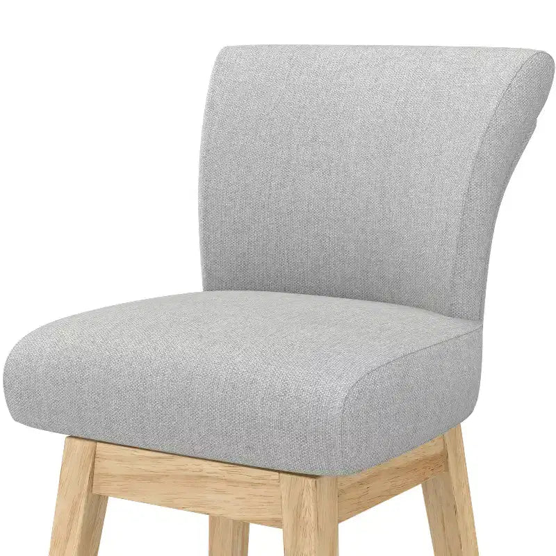 Dyonery Solid Wood Swivel Counter Upholstered Bar Stool 26.8 Height Set of 2 Barstools with Back & Arms for Kitchen Island,Home Bar