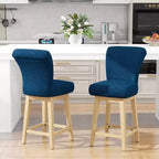 Dyonery Solid Wood Swivel Counter Upholstered Bar Stool 26.8 Height Set of 2 Barstools with Back & Arms for Kitchen Island,Home Bar