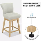 Dyonery Solid Wood Swivel Counter Upholstered Bar Stool 26.8 Height Set of 2 Barstools with Back & Arms for Kitchen Island,Home Bar