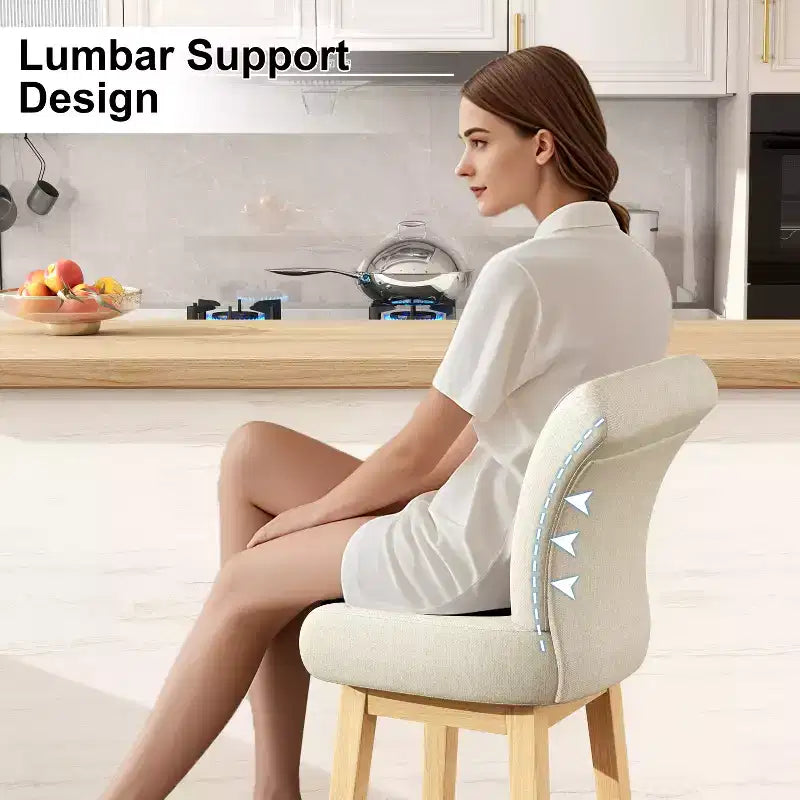 Dyonery Solid Wood Swivel Counter Upholstered Bar Stool 26.8 Height Set of 2 Barstools with Back & Arms for Kitchen Island,Home Bar