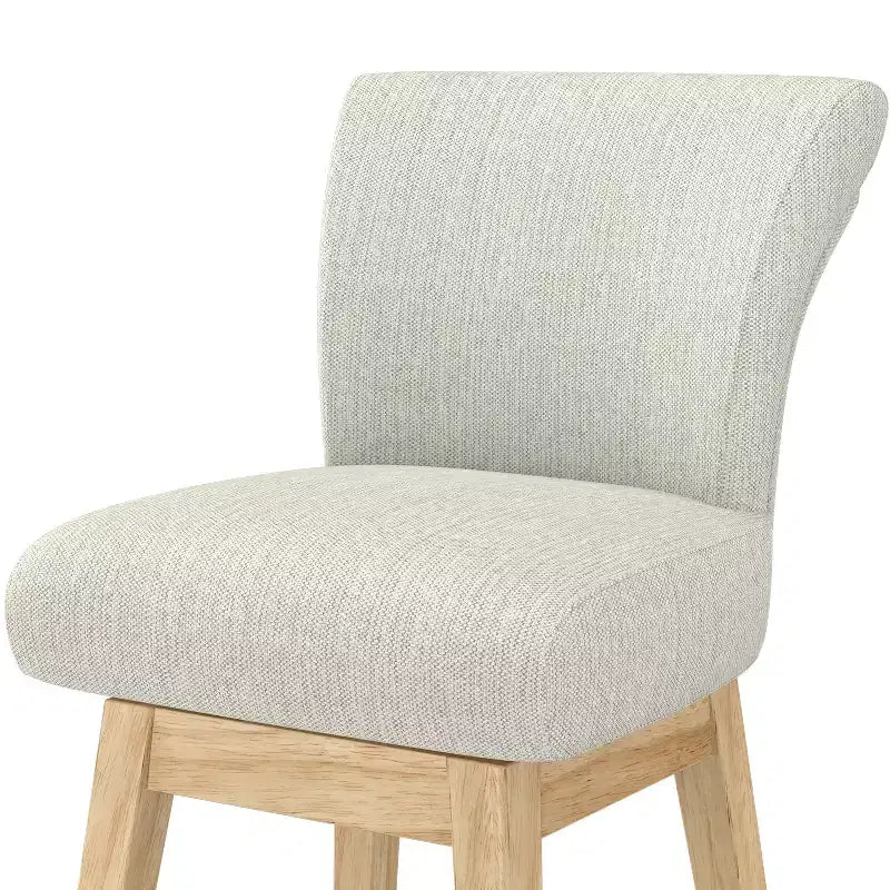Dyonery Solid Wood Swivel Counter Upholstered Bar Stool 26.8 Height Set of 2 Barstools with Back & Arms for Kitchen Island,Home Bar