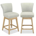 Dyonery Solid Wood Swivel Counter Upholstered Bar Stool 26.8 Height Set of 2 Barstools with Back & Arms for Kitchen Island,Home Bar