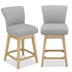 Dyonery Solid Wood Swivel Counter Upholstered Bar Stool 26.8 Height Set of 2 Barstools with Back & Arms for Kitchen Island,Home Bar