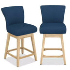 Dyonery Solid Wood Swivel Counter Upholstered Bar Stool 26.8 Height Set of 2 Barstools with Back & Arms for Kitchen Island,Home Bar