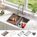 Undermount Kitchen Sink, 32x19 in Stainless Steel Kitchen- Single Bowl Sinks, Modern Top Mount 16 Gauge Workstation Sink-with Cutting Board
