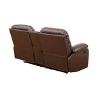 MAYEERTY Causeuse inclinable, fauteuil inclinable 2 places en cuir respirant avec rangement et porte-gobelets pour salon, marron