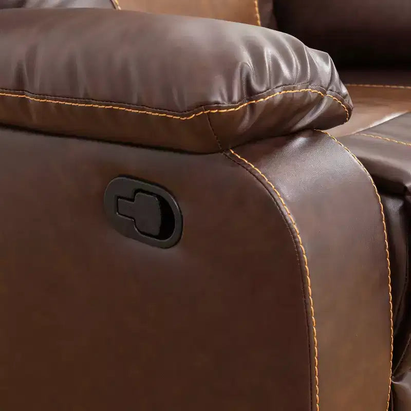 MAYEERTY Causeuse inclinable, fauteuil inclinable 2 places en cuir respirant avec rangement et porte-gobelets pour salon, marron