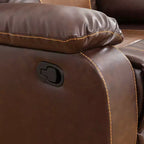 MAYEERTY Causeuse inclinable, fauteuil inclinable 2 places en cuir respirant avec rangement et porte-gobelets pour salon, marron