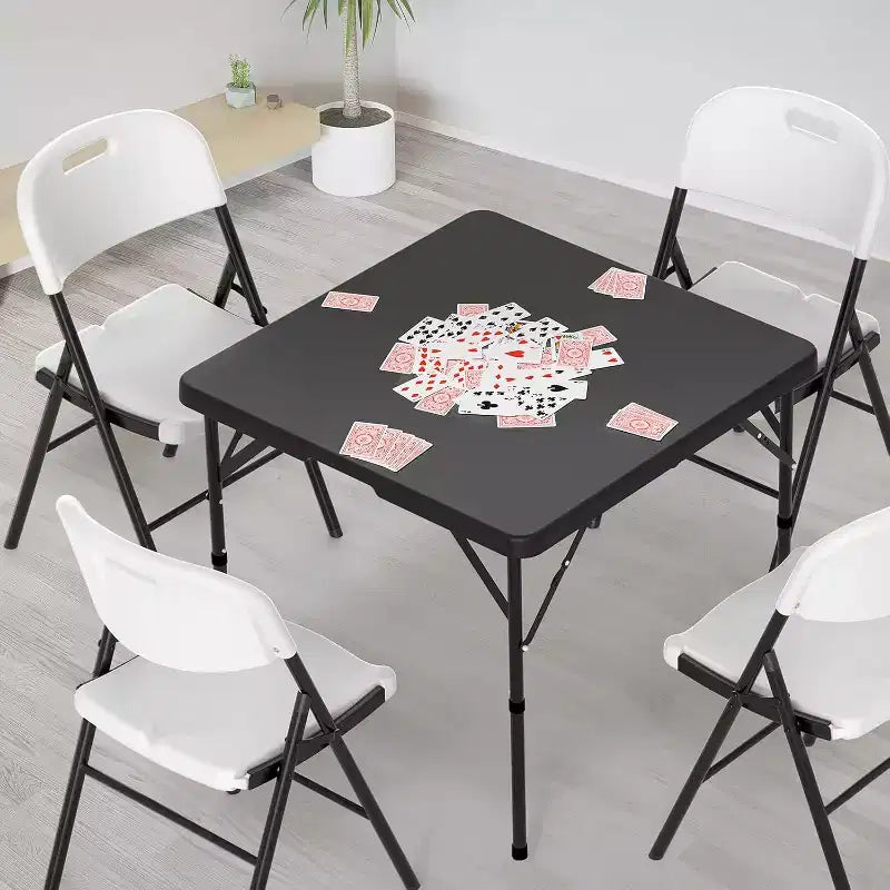 VINGLI Table carrée pliante 34", table commerciale pliante, table à manger portable en plastique pour la cuisine ou l'extérieur, noire