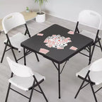 VINGLI Table carrée pliante 34", table commerciale pliante, table à manger portable en plastique pour la cuisine ou l'extérieur, noire