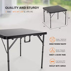 VINGLI Table carrée pliante 34", table commerciale pliante, table à manger portable en plastique pour la cuisine ou l'extérieur, noire