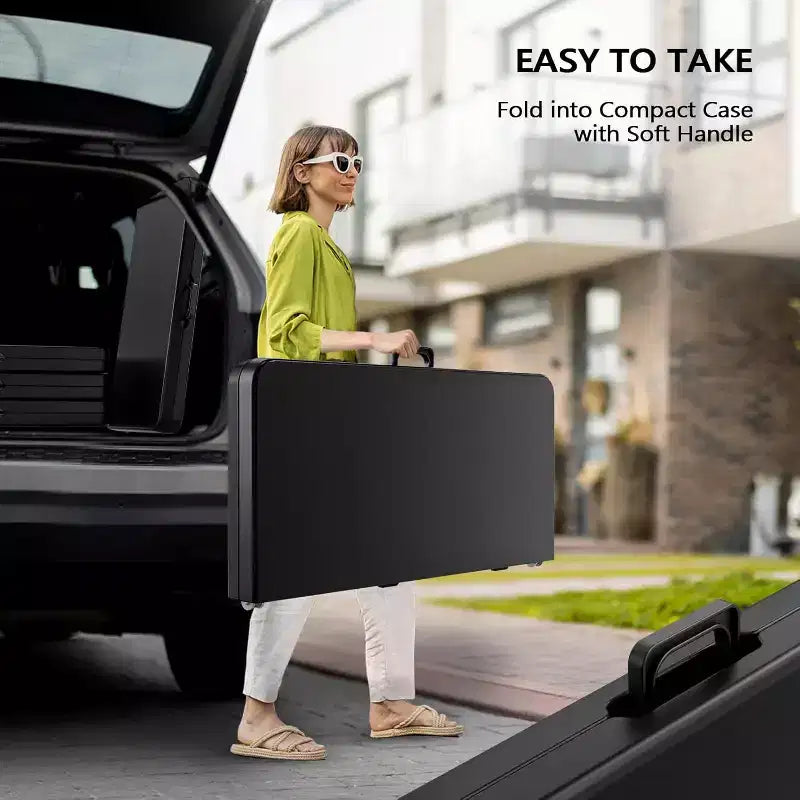 VINGLI Table carrée pliante 34", table commerciale pliante, table à manger portable en plastique pour la cuisine ou l'extérieur, noire