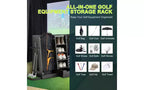 Zevemomo 55,5x16x37 Organisateur de sacs de golf en bois avec 2 tiroirs, support de rangement de golf et porte-club latéral, support pour garage à domicile, noir
