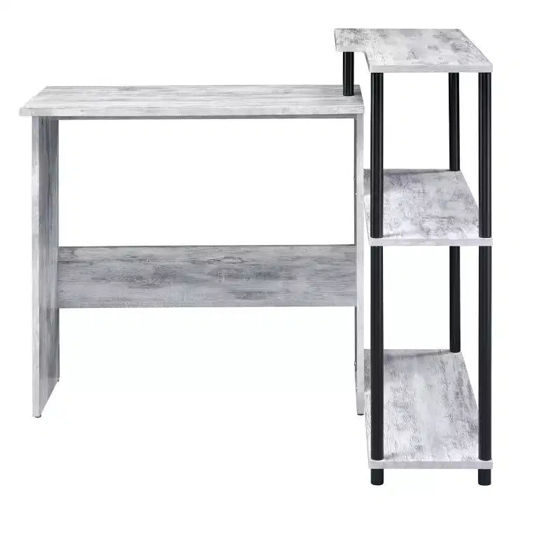 Bureau d'ordinateur moderne Okak avec 3 étagères, bureau de travail avec grand plateau, bureau debout pour bureau, salle de lecture, chambre à coucher
