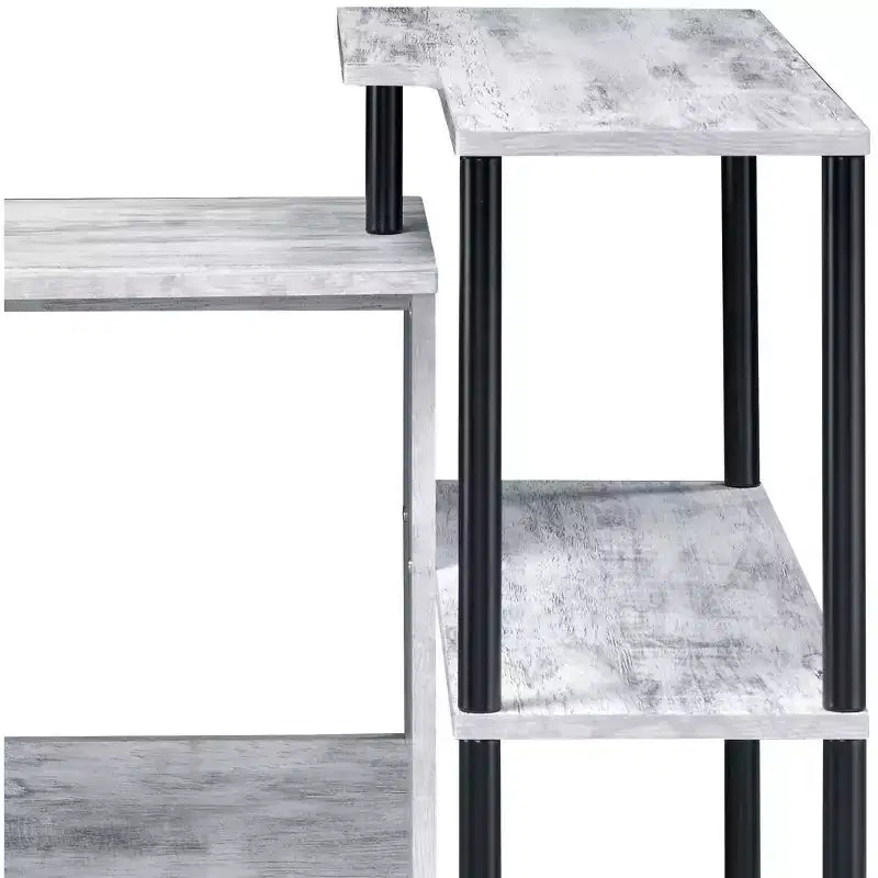Bureau d'ordinateur moderne Okak avec 3 étagères, bureau de travail avec grand plateau, bureau debout pour bureau, salle de lecture, chambre à coucher