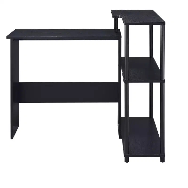 Bureau d'ordinateur moderne Okak avec 3 étagères, bureau de travail avec grand plateau, bureau debout pour bureau, salle de lecture, chambre à coucher