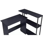 Bureau d'ordinateur moderne Okak avec 3 étagères, bureau de travail avec grand plateau, bureau debout pour bureau, salle de lecture, chambre à coucher