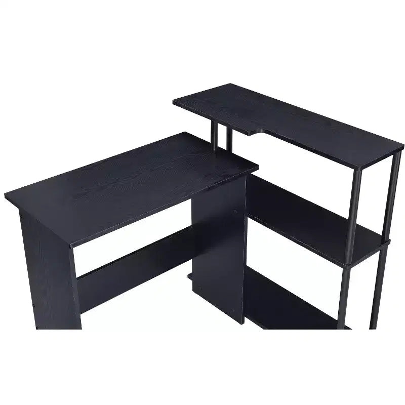 Bureau d'ordinateur moderne Okak avec 3 étagères, bureau de travail avec grand plateau, bureau debout pour bureau, salle de lecture, chambre à coucher
