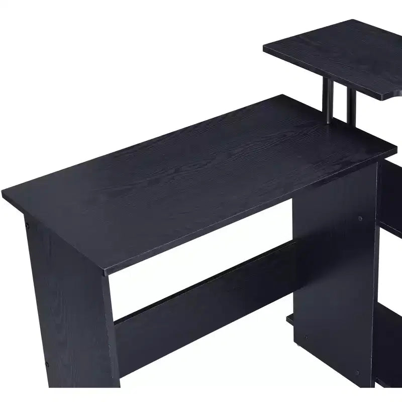 Bureau d'ordinateur moderne Okak avec 3 étagères, bureau de travail avec grand plateau, bureau debout pour bureau, salle de lecture, chambre à coucher