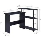 Bureau d'ordinateur moderne Okak avec 3 étagères, bureau de travail avec grand plateau, bureau debout pour bureau, salle de lecture, chambre à coucher