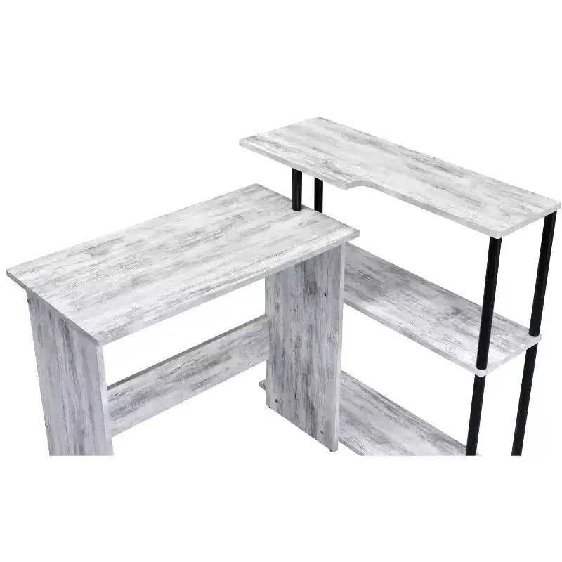 Bureau d'ordinateur moderne Okak avec 3 étagères, bureau de travail avec grand plateau, bureau debout pour bureau, salle de lecture, chambre à coucher