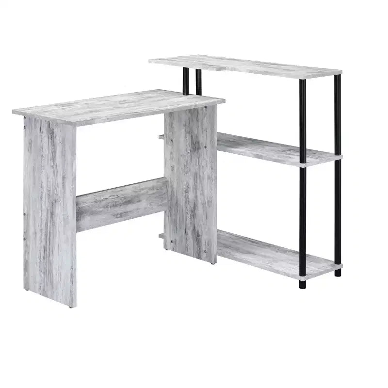 Bureau d'ordinateur moderne Okak avec 3 étagères, bureau de travail avec grand plateau, bureau debout pour bureau, salle de lecture, chambre à coucher