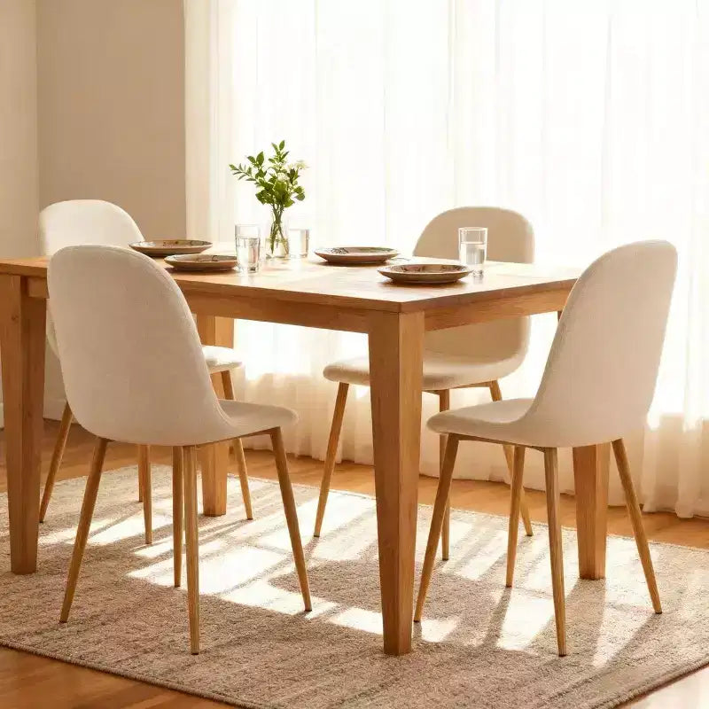 Homy Casa Charlton Lot de 4 chaises de salle à manger en tissu avec pieds finition chêne, beige (ton taupe chaud)
