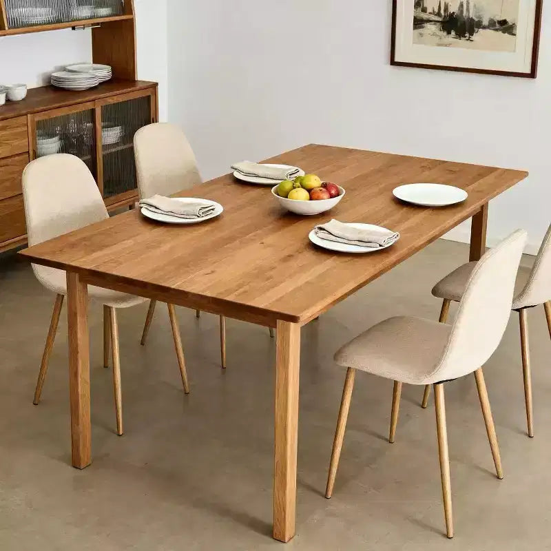 Homy Casa Charlton Lot de 4 chaises de salle à manger en tissu avec pieds finition chêne, beige (ton taupe chaud)
