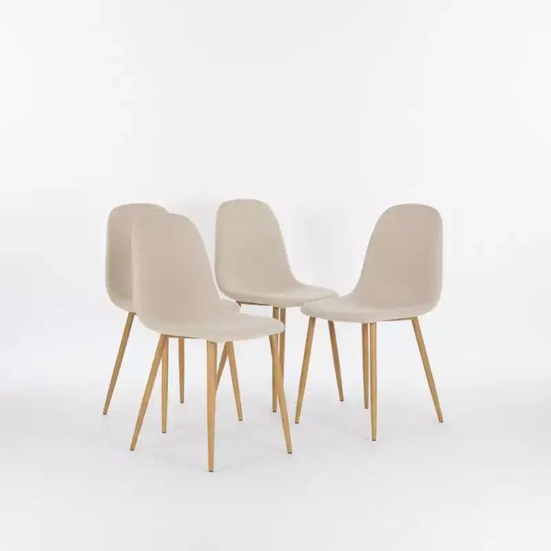 Homy Casa Charlton Lot de 4 chaises de salle à manger en tissu avec pieds finition chêne, beige (ton taupe chaud)