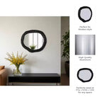 Miroir mural moderne irrégulier - Cadre texturé - Verre et métal - Miroir décoratif contemporain pour maison, bureau, chambre à coucher, salon - 1 Noir