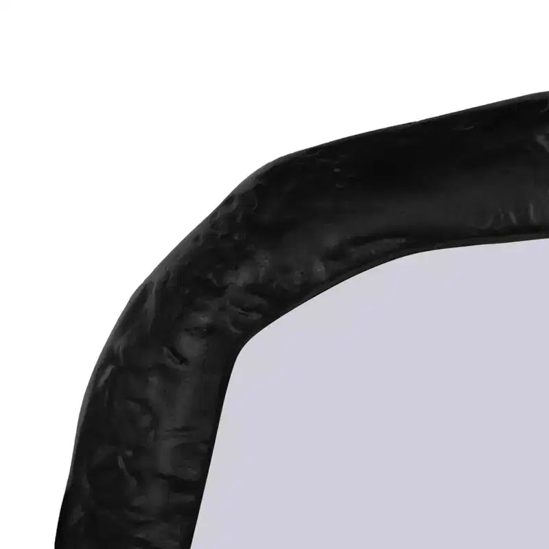 Miroir mural moderne irrégulier - Cadre texturé - Verre et métal - Miroir décoratif contemporain pour maison, bureau, chambre à coucher, salon - 1 Noir