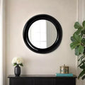 Modern Round Wall Mirror, Metal Frame, Contemporary Decorative Accent, Sleek Iron Design for Living Room, Bedroom, Bathroom, or Office - 36