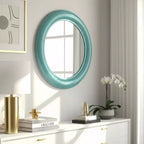 Miroir Mural Rond Moderne, Cadre en Métal, Accent Décoratif Contemporain, Design en Fer Élégant pour Salon, Chambre, Salle de Bain ou Bureau - 36