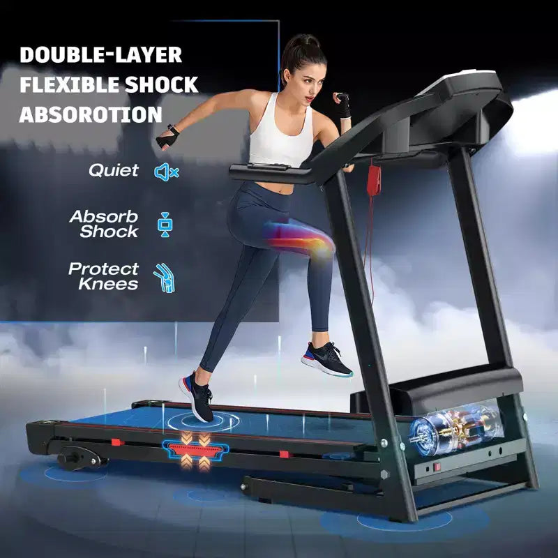 Tapis roulant pliable FYC 3,5 CV d'une capacité de 150 kg avec inclinaison, tapis roulant électrique portable pour la maison