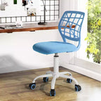 FurnitureR Desk Chair, Adjustable Computer Task Chair Office Chairs with Plastic Backrest and Padded Seat Cushion, Swivel Chair with Wheels, Blue