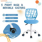 FurnitureR Desk Chair, Adjustable Computer Task Chair Office Chairs with Plastic Backrest and Padded Seat Cushion, Swivel Chair with Wheels, Blue