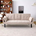 MAYEERTY 70 Inch Multifunctional Cotton Sofa Bed with Cup Holder Side Storage for Living Room Bedroom Beige