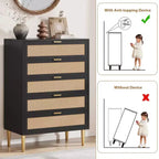 Commode à 5 tiroirs, haute pour petits espaces, meuble de rangement vertical étroit de style rustique pour chambre à coucher